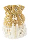 Buy_Adora By Ankita_Gold Pearl Embroidered Potli Bag  _at_Aza_Fashions