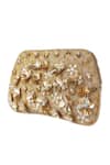 Adora By Ankita_Gold Floral Hand Embroidered Clutch _Online_at_Aza_Fashions