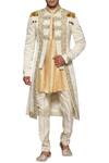 Buy_Paresh Lamba Signatures_Off White Victorian Style Sherwani With Kurta And Pants_at_Aza_Fashions