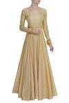 Buy_Kommal Sood_Gold Churidar Sleeve Anarkali Kurta_at_Aza_Fashions