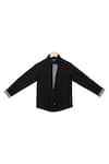 Shop_The Blue Morphology_Black Printed Overflap Collared Shirt For Boys_at_Aza_Fashions