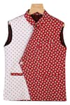 Buy_The Blue Morphology_White Floral Print Nehru Jacket  _at_Aza_Fashions