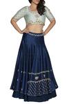 Shop_Nautanky_Blue Hand Embroidered Layered Lehenga Set_Online_at_Aza_Fashions