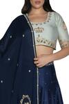 Nautanky_Blue Hand Embroidered Layered Lehenga Set_at_Aza_Fashions