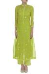 Nazar By Indu_Green Emboridered Kurta Set_Online_at_Aza_Fashions
