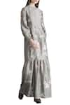 Buy_Sahil Kochhar_Grey Applique Embellished Tiered Maxi Dress  _at_Aza_Fashions