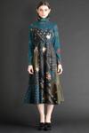 Buy_Sahil Kochhar_Green Turtle Neck Floral Midi Dress  _Online_at_Aza_Fashions