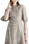 Sahil Kochhar_Silver Round Embroidered Floral Dress  _Online_at_Aza_Fashions