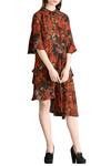 Buy_Sahil Kochhar_Orange Printed Asymmetric Dress  _at_Aza_Fashions