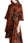 Sahil Kochhar_Orange Printed Asymmetric Dress  _Online_at_Aza_Fashions