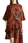 Shop_Sahil Kochhar_Orange Printed Asymmetric Dress  _Online_at_Aza_Fashions