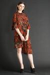 Buy_Sahil Kochhar_Orange Printed Asymmetric Dress  _Online_at_Aza_Fashions
