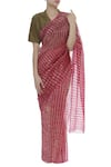 Akaaro_Pink Chanderi Striped Saree  _Online_at_Aza_Fashions