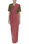 Buy_Akaaro_Pink Chanderi Striped Saree  _Online_at_Aza_Fashions
