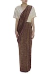 Buy_Akaaro_Gold Chanderi Zari Woven Stripe Detail Saree _Online_at_Aza_Fashions