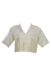 Shop_Akaaro_White Cotton Silk V Neck Blouse _at_Aza_Fashions