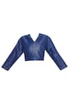 Shop_Akaaro_Blue Shmeem Electric V Neck Shimmer Blouse _at_Aza_Fashions