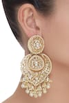 Shop_Moh-Maya by Disha Khatri_Gold Plated Artificial Stones Kundan Dangling Chandbali Earrings _at_Aza_Fashions