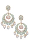 Buy_Moh-Maya by Disha Khatri_Gold Plated Mint Green Meenakari Chandbali Earrings_at_Aza_Fashions