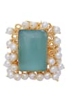 Moh-Maya By Disha Khatri_Gold Plated Hand Crafted Stone And Pearl Finger Ring_Online_at_Aza_Fashions