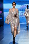 Buy_Gauri & Nainika_Silver Floral Motif Dress_at_Aza_Fashions