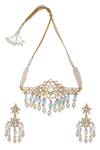 Buy_BelsI'S_White Kundan Flower Choker Necklace With Earrings_at_Aza_Fashions