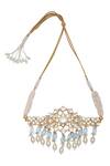 BelsI'S_White Kundan Flower Choker Necklace With Earrings_Online_at_Aza_Fashions