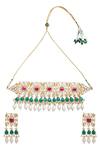 Buy_BelsI'S_White Kundan Choker Necklace With Earrings_at_Aza_Fashions