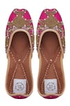 Buy Vareli Bafna Pink Zardozi And Bead Embroidered Floral Motif Juttis at Aza Fashions Buy_Vareli Bafna_Pink Zardozi And Bead Embroidered Floral Motif Juttis _at_Aza_Fashions