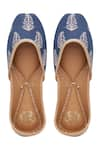 Buy_Vareli Bafna_Blue Printed-embroidered-handcrafted-juttis_at_Aza_Fashions