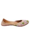 Buy_Vareli Bafna_Beige Floral Zardozi Embroidered Juttis _Online_at_Aza_Fashions