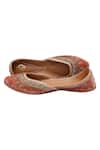 Vareli Bafna_Orange Zardozi And Pearl Embroidered Velvet Juttis _Online_at_Aza_Fashions