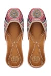 Buy_Vareli Bafna_Pink Printed Traditional Motif Cutdana Embroidered Juttis _at_Aza_Fashions