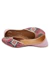 Vareli Bafna_Pink Printed Traditional Motif Cutdana Embroidered Juttis _Online_at_Aza_Fashions