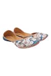 Shop_Vareli Bafna_Blue Floral Resham And Sequin Embroidered Juttis _at_Aza_Fashions