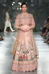Buy_Rahul Mishra_Peach Thread And Resham Embroidered Lehenga_at_Aza_Fashions