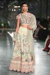 Buy_Rahul Mishra_Green Organza Embroidered Kalidar Lehenga_at_Aza_Fashions