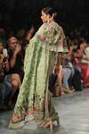 Shop_Rahul Mishra_Green Hand Embroidered Saree_at_Aza_Fashions