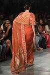 Shop_Rahul Mishra_Orange Mehrab Hand Embroidered Saree_at_Aza_Fashions