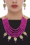 Shop_Posh by Rathore_Multi-layered Bead Necklace With Earrings Set_at_Aza_Fashions