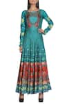 Buy_Nautanky_Blue Printed Anarkali Kurta _at_Aza_Fashions