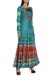 Nautanky_Blue Printed Anarkali Kurta _Online_at_Aza_Fashions