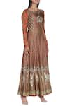 Nautanky_Brown Printed Anarkali Kurta _Online_at_Aza_Fashions