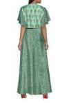 Shop_Nautanky_Green Chiffon, Slub Silk Printed V-neck Slit Skirt And Crop Top Set _at_Aza_Fashions
