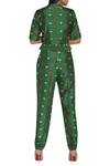 Shop_Nautanky_Green Chiffon, Slub Silk Printed V-neck On Pant Set _at_Aza_Fashions
