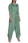 Nautanky_Green Bateau Printed Afghani Jumpsuit  _Online_at_Aza_Fashions