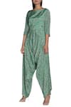 Buy_Nautanky_Green Bateau Printed Afghani Jumpsuit  _Online_at_Aza_Fashions