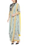 Buy Soup By Sougat Paul Green Mandarin Collar Draped Dress Saree Online at Aza Fashions Buy_Soup By Sougat Paul_Green Mandarin Collar Draped Dress Saree _Online_at_Aza_Fashions