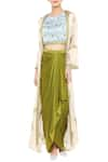 Buy_Soup by Sougat Paul_Green Round Draped Dhoti Skirt Set  _at_Aza_Fashions