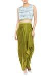 Buy_Soup by Sougat Paul_Green Round Draped Dhoti Skirt Set  _Online_at_Aza_Fashions